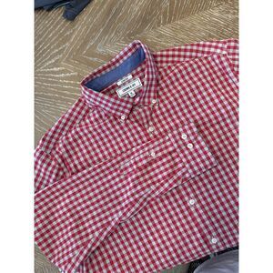 Crown & Ivy XL STRETCH RED/GRAY CHECKERED Long‎ Sleeve Men's Shirt EXCELLENT